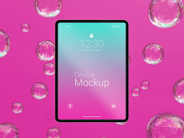 Free Mock-Up Tablet With Abstract Liquids Psd