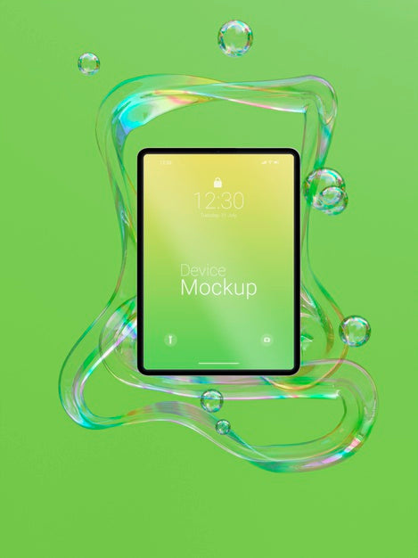 Free Mock-Up Tablet With Abstract Liquids Psd