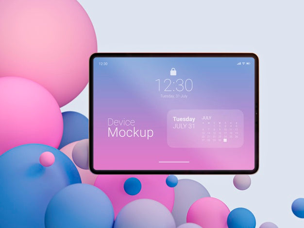 Free Mock-Up Tablet With Abstract Liquids Psd