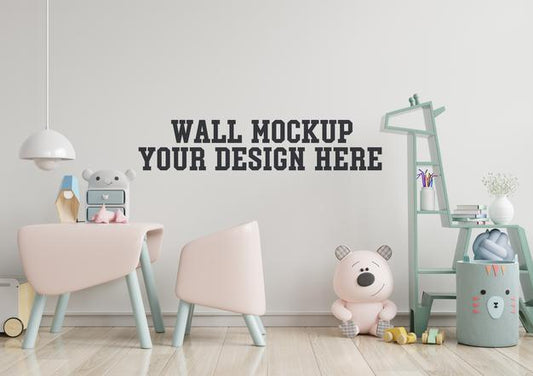 Free Mock Up Wall In The Children'S Room With Pink Sofa In Light White Color Wall Psd