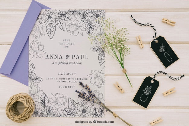 Free Mock Up With Elegant Wedding Invitation Psd