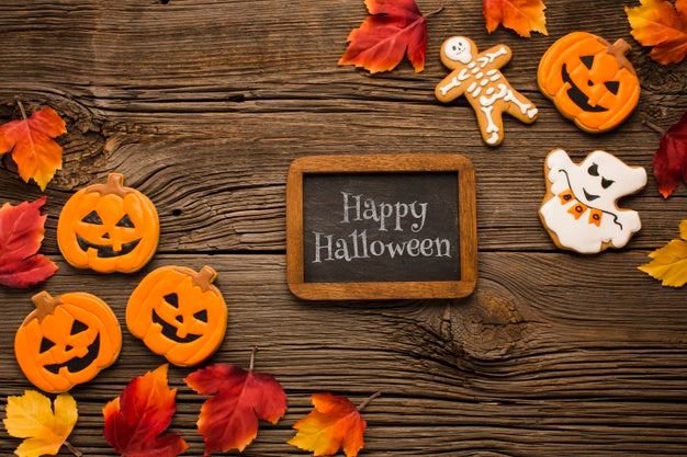 Free Mock-Up With Halloween Treats Psd