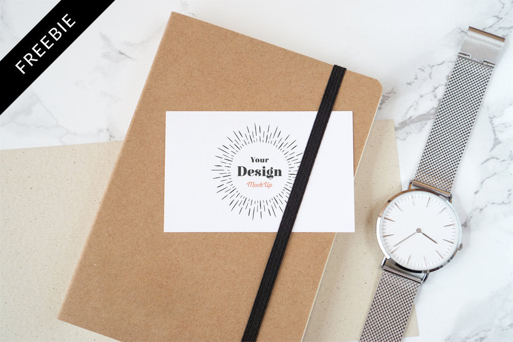 Free Notebook Business Card Mockup