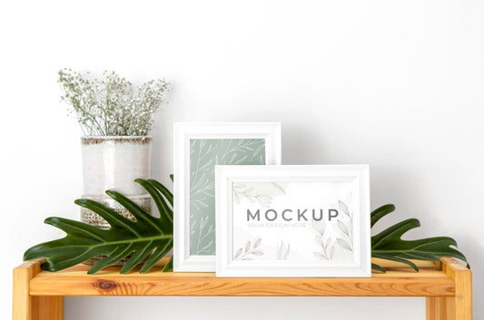 Free Mockup Frame Beside Flowers Psd