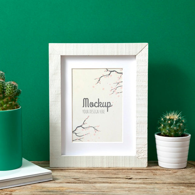 Free Mockup Frame Beside Plants Psd