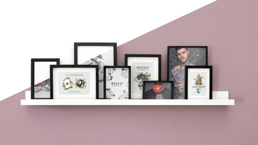 Free Mockup Frame On Shelf Psd