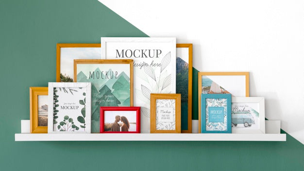 Free Mockup Frames On Shelf Psd