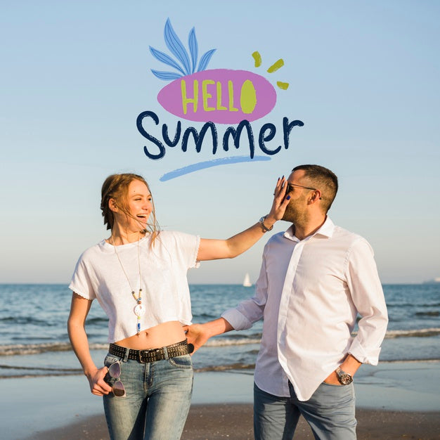 Free Mockup Hello Summer Couple Psd