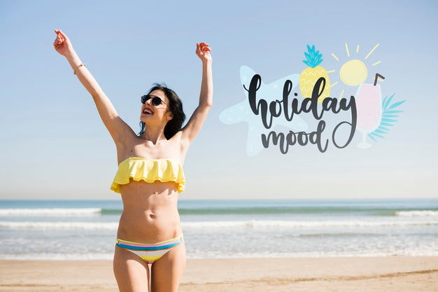 Free Mockup Holiday Mood Girl Psd