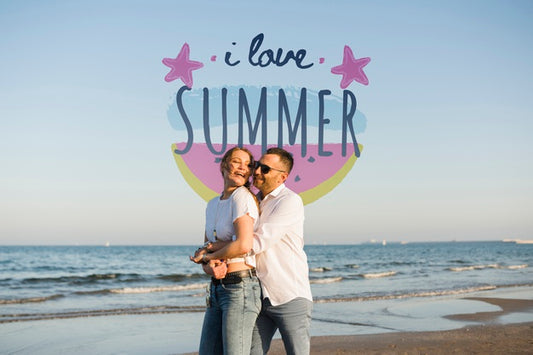 Free Mockup I Love Summer Couple Psd