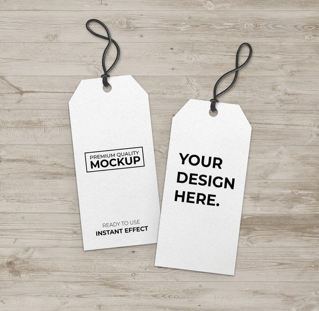 Free Mockup Long White Label With Black Strip Psd