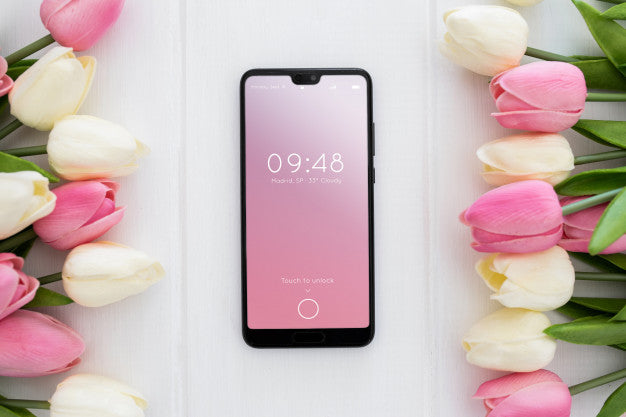 Free Mockup Mobile Spring Concept Psd