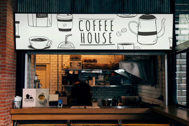 Free Mockup Of A Coffee House Shop Psd