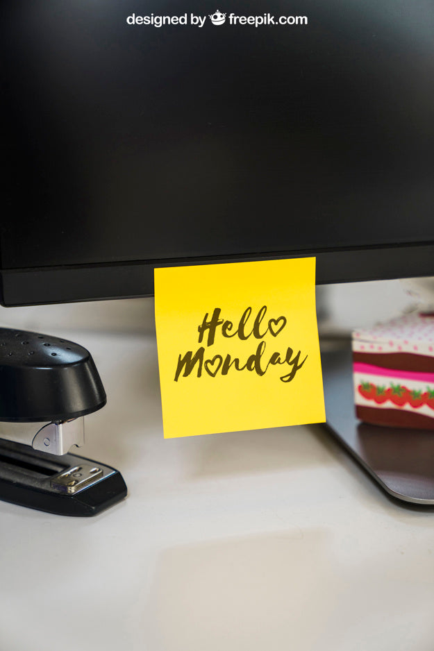 Free Mockup Of Adhesive Note On Monitor Psd