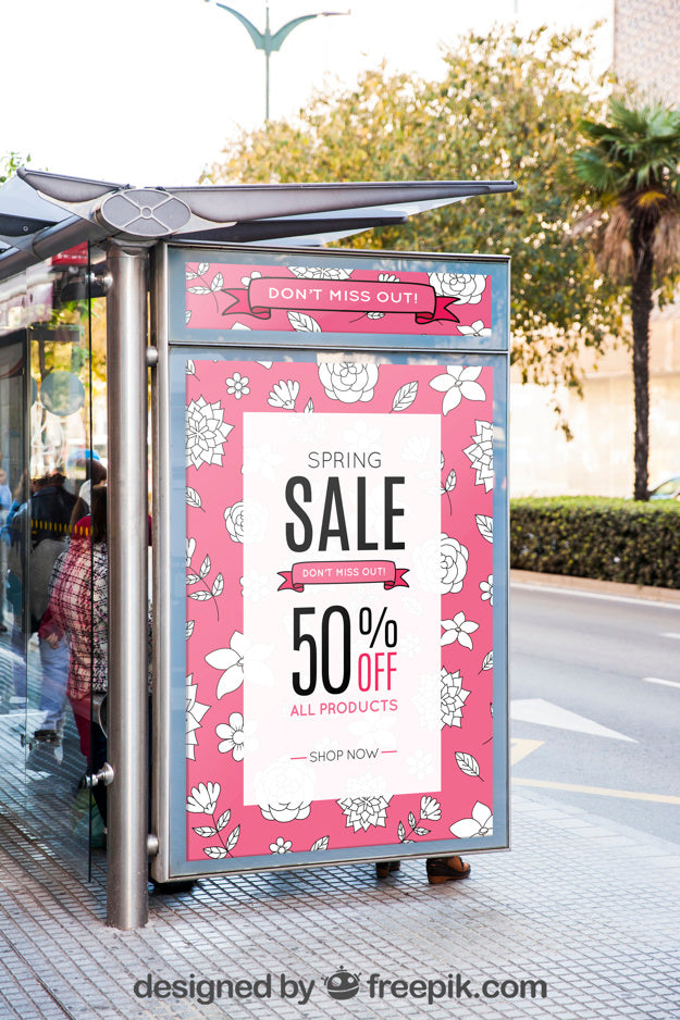 Free Mockup Of Billboard On Urban Bus Stop Psd