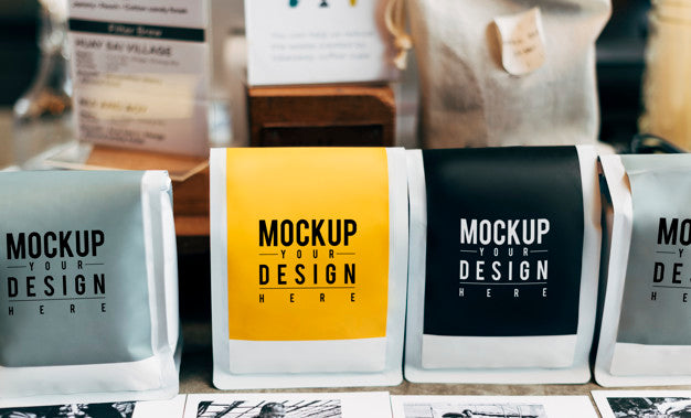 Free Mockup Of Coffee Bean Packaging Psd