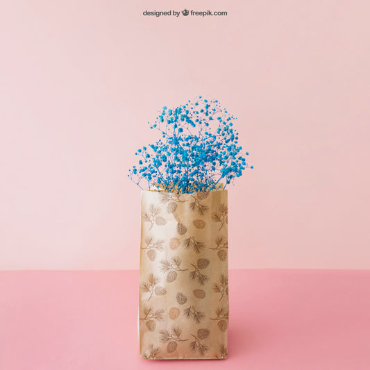 Free Mockup Of Flower In Bag Psd