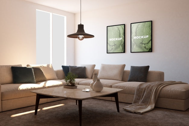 Free Mockup Of Frames In Living Room Psd