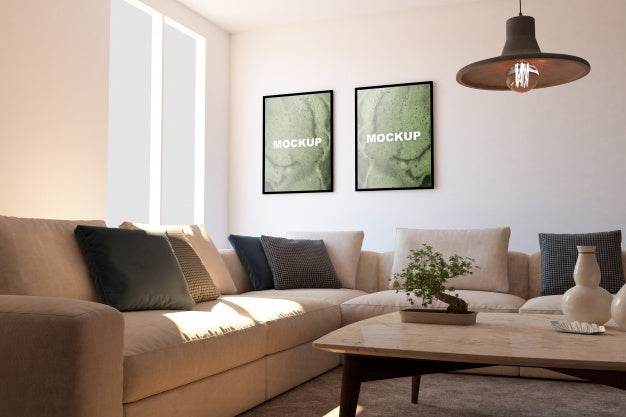 Free Mockup Of Frames In Living Room Psd