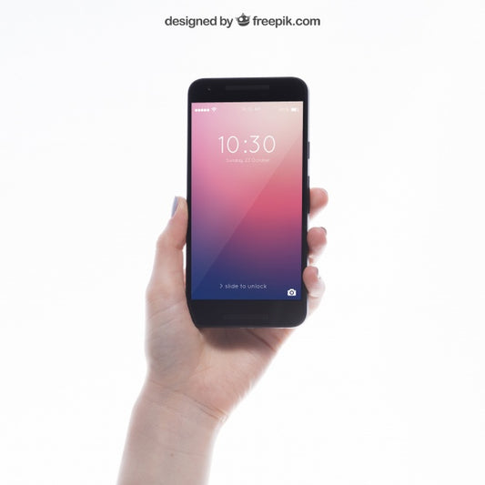 Free Mockup Of Hand Holding Smartphone Psd