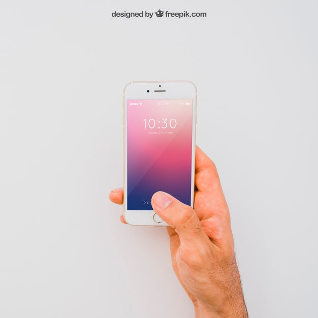 Free Mockup Of Hand Holding Smartphone Psd