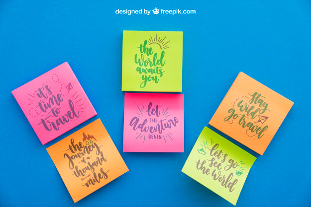 Free Mockup Of Three Pairs Adhesive Notes Psd