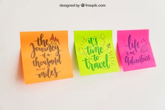 Free Mockup Of Three Sticky Notes Psd