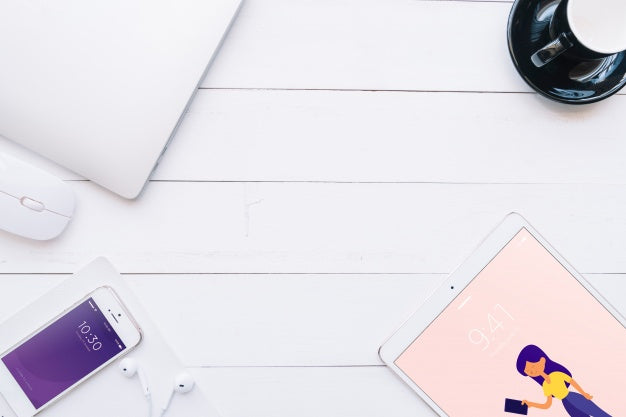 Free Mockup Of Various Devices With Creativity Or Workspace Concept Psd