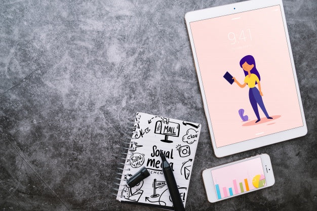 Free Mockup Of Various Devices With Creativity Or Workspace Concept Psd