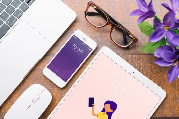 Free Mockup Of Various Devices With Creativity Or Workspace Concept Psd