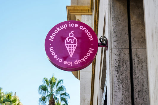 Free Mockup Sign Ice Cream City Psd