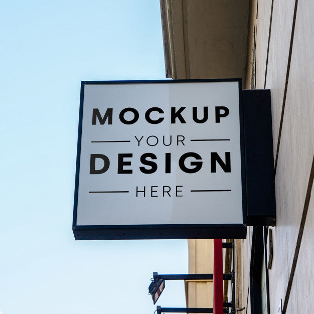 Free Mockup Sign Store City Psd