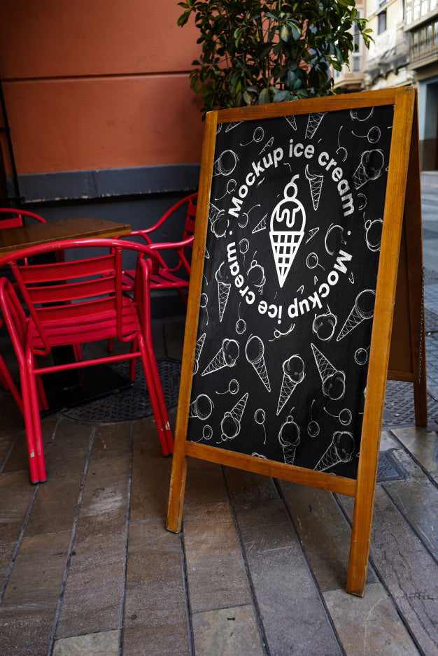 Free Mockup Signboard Menu Ice Cream Psd