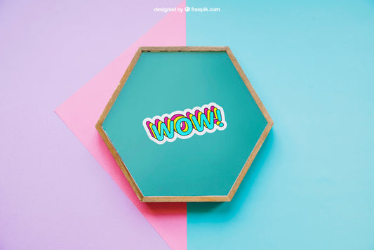 Free Mockup With Hexagonal Frame Psd