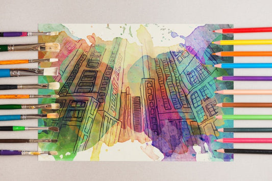 Free Mockup With Pencils In Different Colores Psd