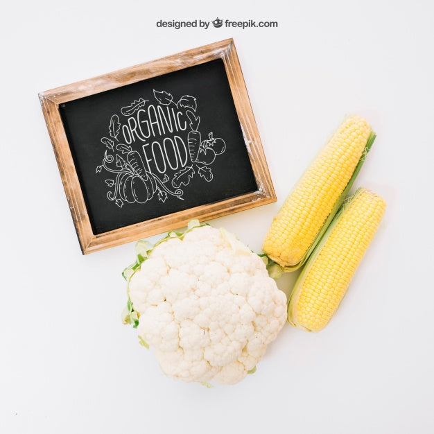 Free Mockup With Slate, Maize And Cauliflower Psd