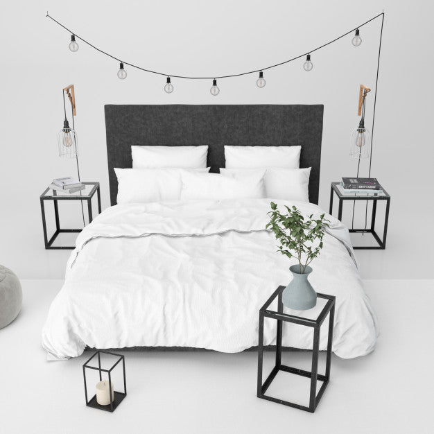 Free Modern Bedroom Mockup With Decorative Elements Psd