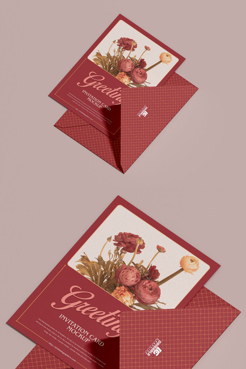 Free Modern Invitation Greeting Card Mockup Psd