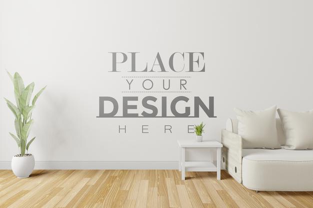 Free Modern Living Room Interior Wall Mockup Psd