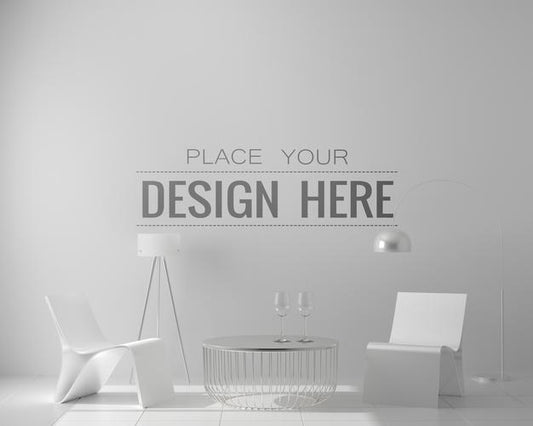 Free Modern Living Room Interior Wall Mockup Psd