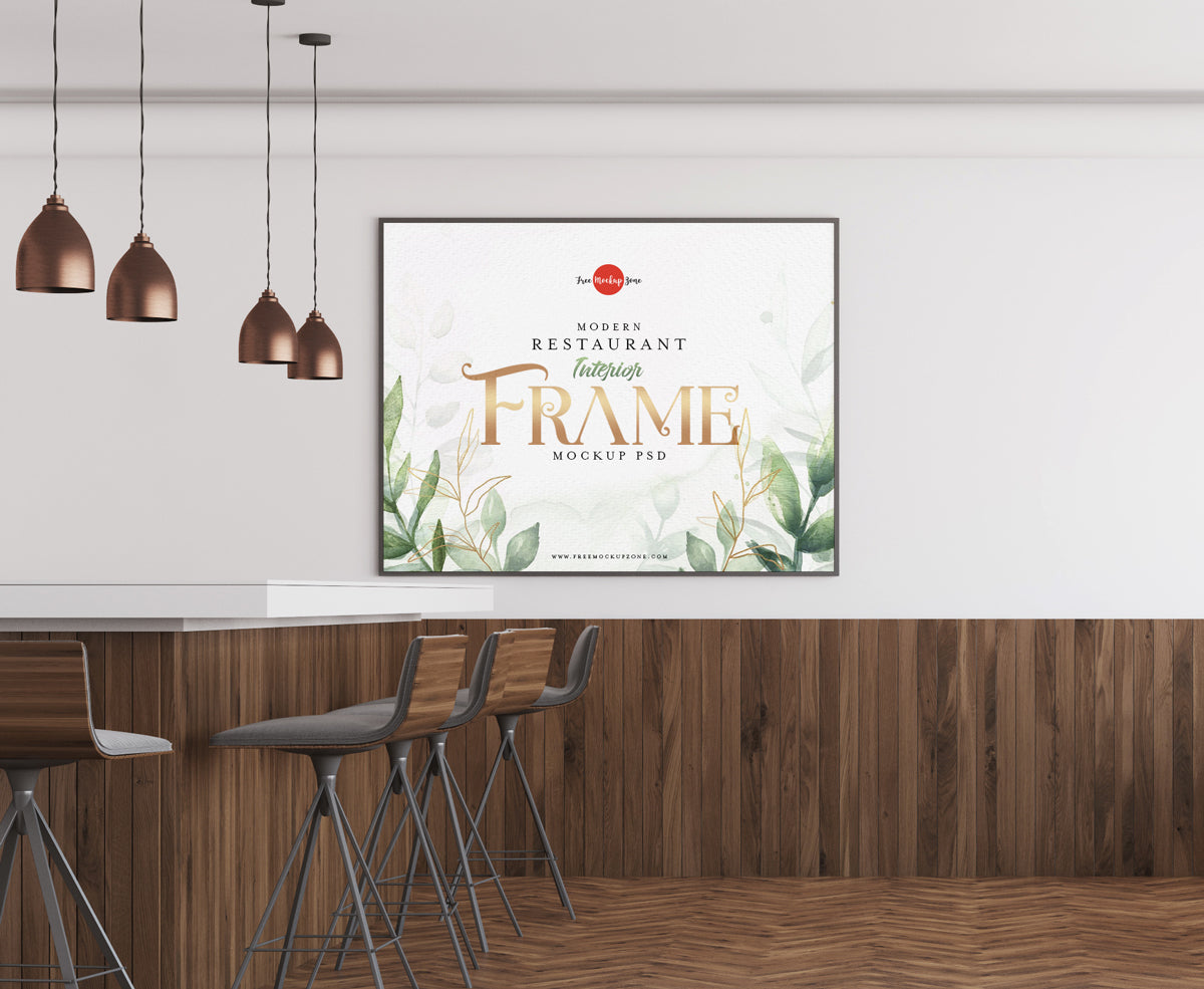 Free Modern Restaurant Interior Frame Mockup Psd