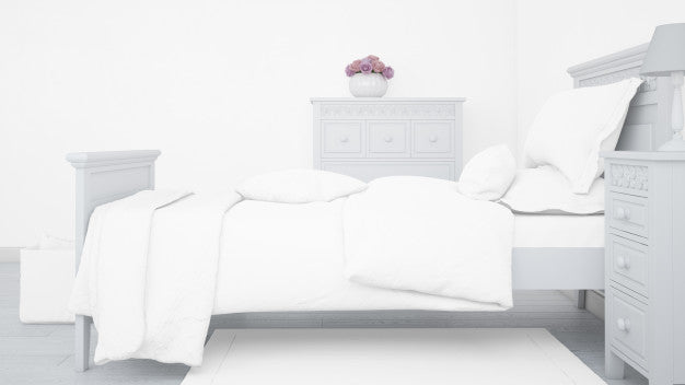 Free Modern Single Bed Mockup In Bright Bedroom Psd