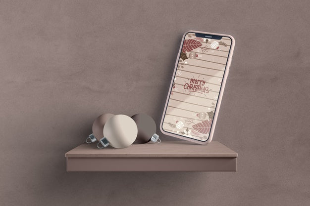 Free Modern Smartphone On Shelf Mock-Up Psd