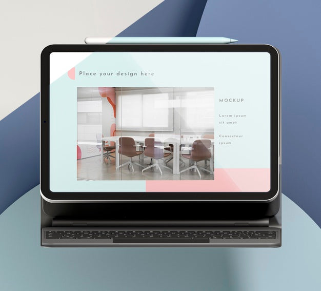 Free Modern Tablet With Keyboard Attached Arrangement Psd