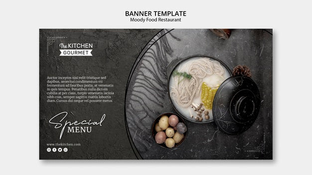 Free Moody Food Restaurant Banner Template Concept Mock-Up Psd