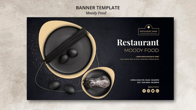 Free Moody Food Restaurant Banner Template Concept Psd