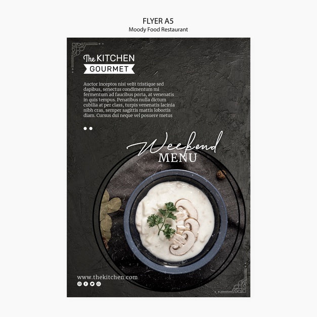 Free Moody Food Restaurant Flyer Concept Mock-Up Psd