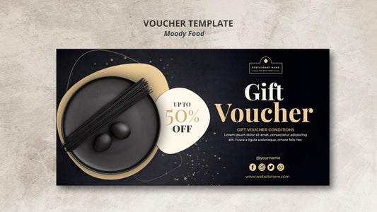 Free Moody Food Restaurant Voucher Template Concept Psd