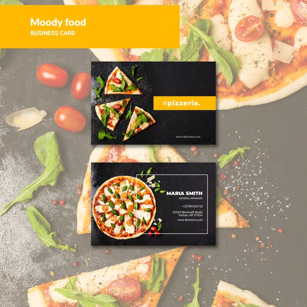 Free Moody Restaurant Food Business Card Mock-Up Psd