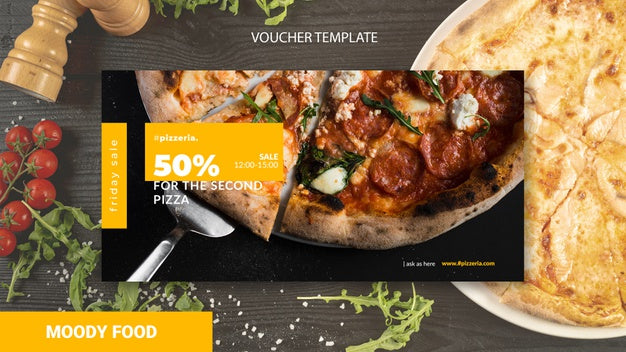 Free Moody Restaurant Food Voucher Template Mock-Up Psd